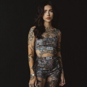 Hell Babes Camo Ribbed Biker Shorts Sz XL